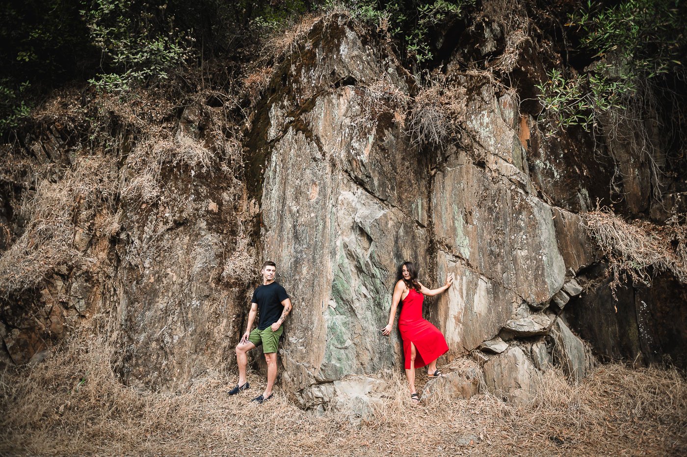 Engagement Photo Locations at Auburn SRA - wide cliff face